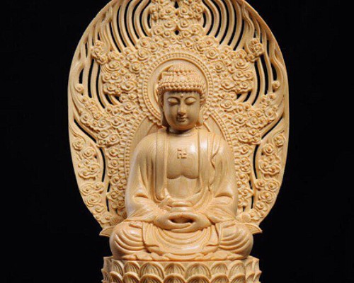 釈迦牟尼 釈迦如来 木彫仏教 精密彫刻 木彫仏像 置物 仏教工芸品
