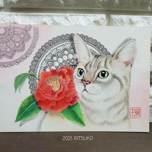 お買得 手描き ハイグレードリアル色鉛筆画 原画 猫 No 1 絵画 タペストリ Bu Edu Kz