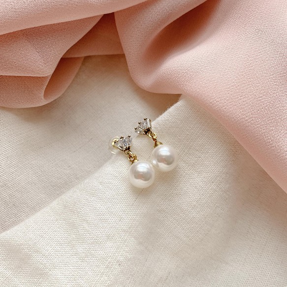 雪果-珍珠 鋯石耳環-可改夾 第1張的照片