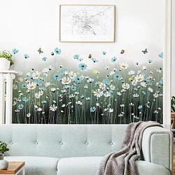 ウォールステッカー S611 コスモス　植物　花　ブルー　夢幻　DIY 壁シール　インテリアシート　剥がせるシール 1枚目の画像