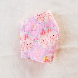 ジュニアサイズ　うさぎちゃんの立体マスク　ゆめカワ♡　ピンク 1枚目の画像