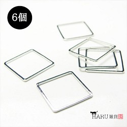 [6 件] 框架部件 ★ 方形 / 20 毫米 / 銀色 ★ 方形樹脂空框架 手工耳環 (flamep-s) 第1張的照片