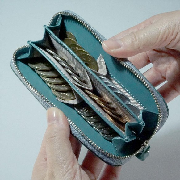 ＊仕分ける 6ポケット小銭入れ＊　イタリアンレザー 本革 ウォーター 財布 コインケース（AA17.03） 1枚目の画像