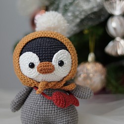 編みぐるみオーガニック コットンペンギン人形 1枚目の画像