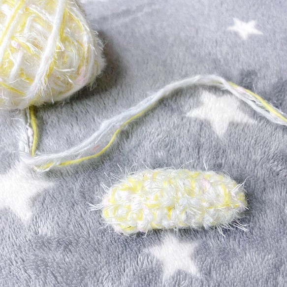 黄　レモンスカッシュ　毛糸ヘアピン　編みヘアピン　ヘアクリップ　カギ編み 1枚目の画像