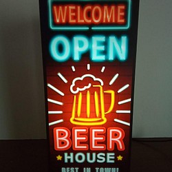 アメリカン レトロ ビール スナック パブ 宅飲み 酒 カフェ バー 看板 置物 雑貨 LED2wayライトBOX 1枚目の画像