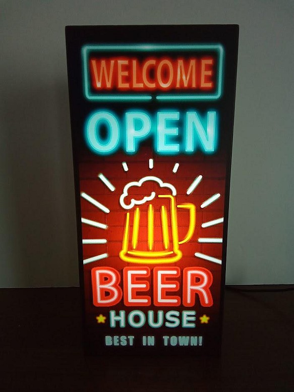 アメリカン レトロ ビール スナック パブ 宅飲み 酒 カフェ バー 看板 置物 雑貨 LED2wayライトBOX 1枚目の画像