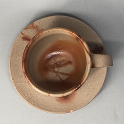 備前焼　コーヒーカップ・ソーサー　緋襷　紙箱入り 4枚目の画像