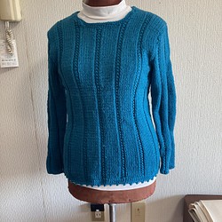 手編みセーター　新品　棒針編み 1枚目の画像