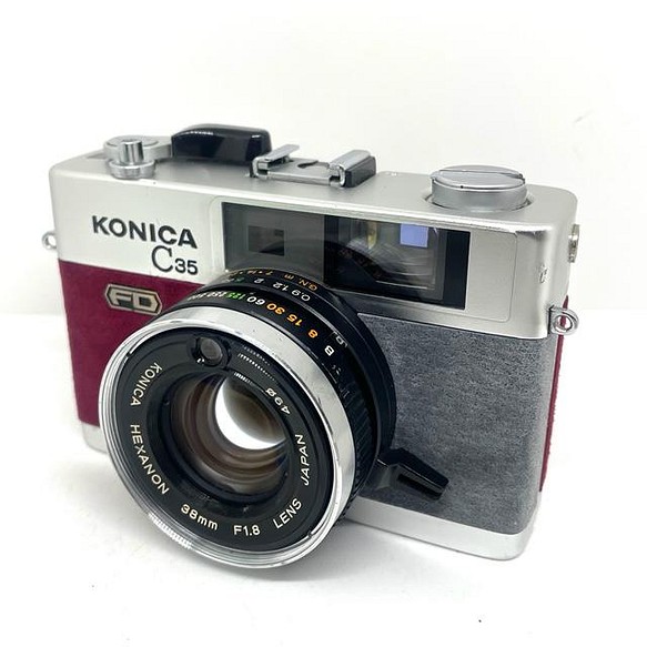 22-001 リメイクカメラ KONICA C35 FD（ワインレッド・グレー