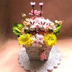 送料無料 春色新作2022 お雛様フラワーアレンジメント 桜 桃の花 菜の花 ピンクのタッセル アートフラワー A-bright  通販｜Creema(クリーマ) 13233678