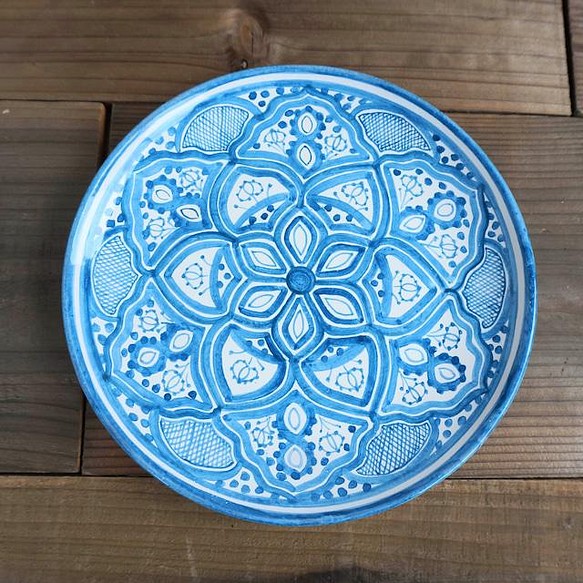 【海外 絵皿 20cm GEO008 最大62%OFFクーポン マヨリカ焼き 幾何学模様 イタリア陶器