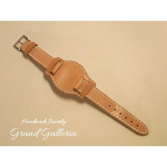 栃木レザー社製サドルレザー　牛革　腕時計ベルト　腕時計バンド　台座付き　バンドのみ　Grand Galleria 1枚目の画像