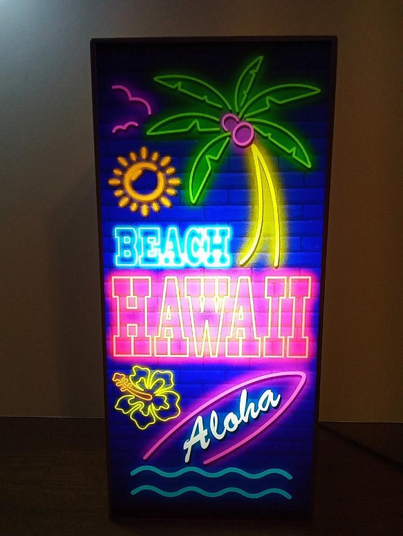 アロハ ハワイ 南国 トロピカル 最大68%OFFクーポン ビーチ サーフィン 雑貨 サイン LED2wayライトBOX 日本産 ヤシの木 置物 看板