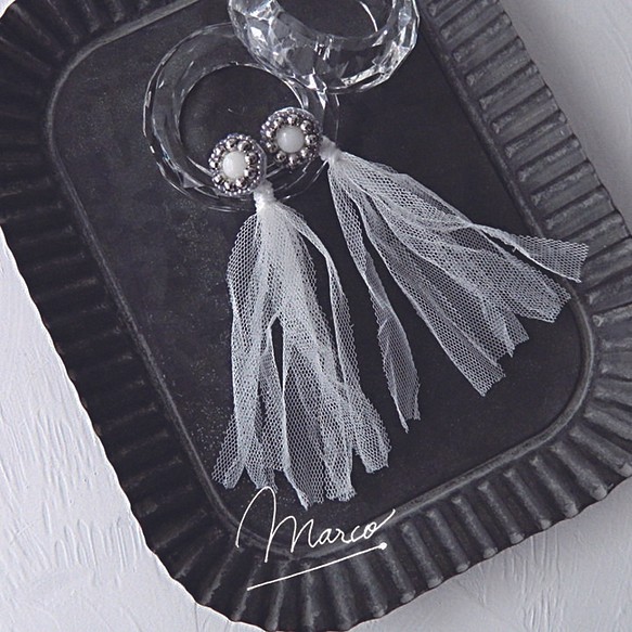 marco　tulle-tassel-02 ビーズ刺繍 1枚目の画像