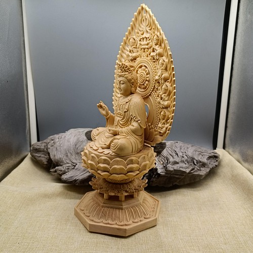 木彫り 仏像 如意輪観音菩薩座像 財前彫刻 天然木檜材 仏師で仕上げ 