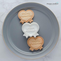 ハッピーバレンタインなリボンハートのクッキー型（クッキースタンプ付き） 1枚目の画像