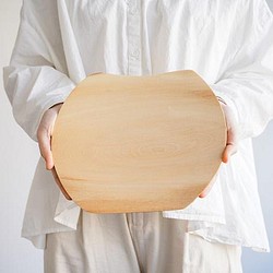 受注生産　会津の天然木「お皿プレート　中」トチの木 1枚目の画像