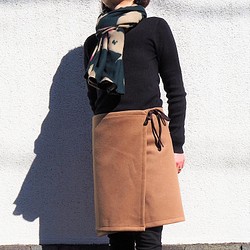 暖か便利グッズ　　ラムウールキャメルフリーサイズ　巻きスカート 1枚目の画像