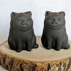 祝福されたぽっちゃり、超かわいい平らな顔の猫、天然の火山岩の彫刻の装飾品✺アップルNo.8デコレーションスタジオ 1枚目の画像