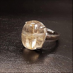 【鋭いルチルが魅力的】現品一点物 ゴールドルチルリング ＴＲｒ５ ９号〜フリーサイズ 金針水晶 シルバー925 指輪 1枚目の画像