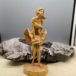 アンティーク 彫刻 木彫り 置物 オブジェ 高さ107cm 裸婦像 木彫 インテリア ディスプレイ 民族 - 美術品