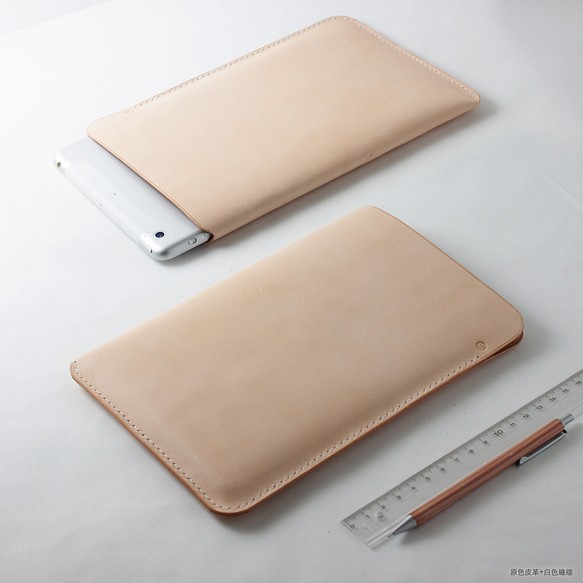 SEANCHY 平板iPad筆電皮套 簡約款 植鞣真皮革客製 全手工 原色版 第1張的照片