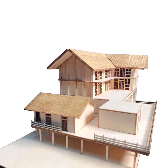 【模型製作】 木製ミニチュア オーダーメイド完成品 〈水辺の町家〉