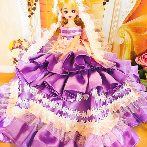 リカちゃん サイズ 紫色 プリンセス ドレス ノーブル ♡♡ボリューム 