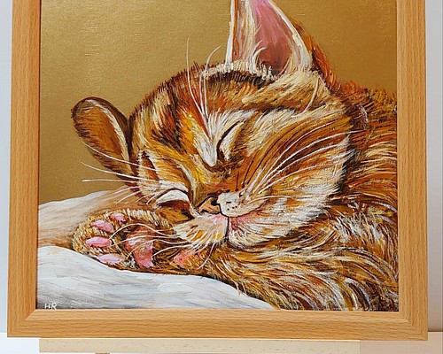 油絵 絵画 【猫の寝顔】 絵画 ＨＲ 通販｜Creema(クリーマ)
