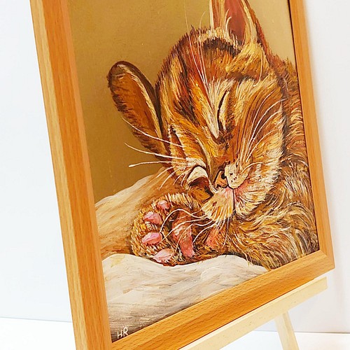 油絵 絵画 【猫の寝顔】 絵画 ＨＲ 通販｜Creema(クリーマ)