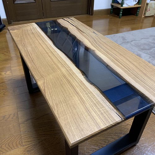 リバーテーブル エポキシ レジン 一枚板 無垢材 テーブル・机 