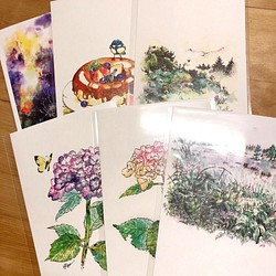 ペンと水彩画のポストカード（お好きな組み合わせで２枚セット） 1枚目の画像