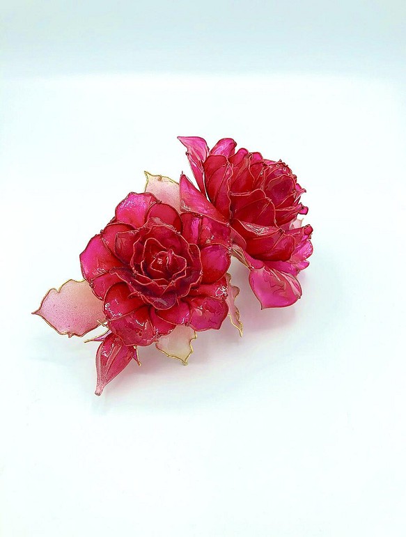 ホットピンク色のバラ2輪 アメリカンフラワー コーム コーム Rin 通販