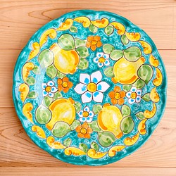 絵皿 26cm GEO018 マヨリカ焼き イタリア陶器 レモン柄　飾り皿
