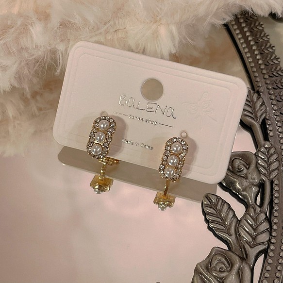 売り込み 正規品質保証 韓国ファッション ３連パールのイヤリング ノンホール -8245 アクセサリー