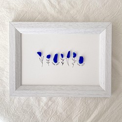 シーグラスアート　no.10   送料無料　花　インテリア　飾り　おしゃれ　かわいい　雑貨　フォトフレーム　ガラス　海 1枚目の画像