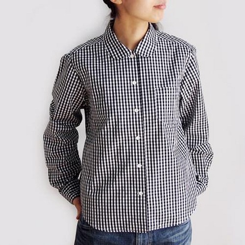 スタンドカラーlong shirt/ロングシャツ ベラルーシリネン スモーキー