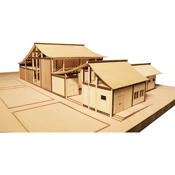 模型製作】 木製ミニチュア オーダーメイド完成品 〈大屋根の町屋