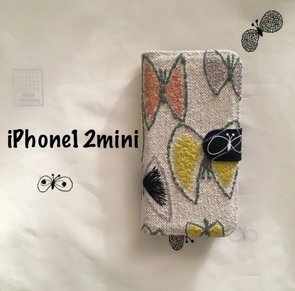 iPhone12手帳型スマホケース ミナペルホネン sky flower