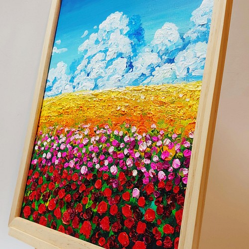 油絵 絵画 【空と雲のお花畑】 絵画 ＨＲ 通販｜Creema(クリーマ 