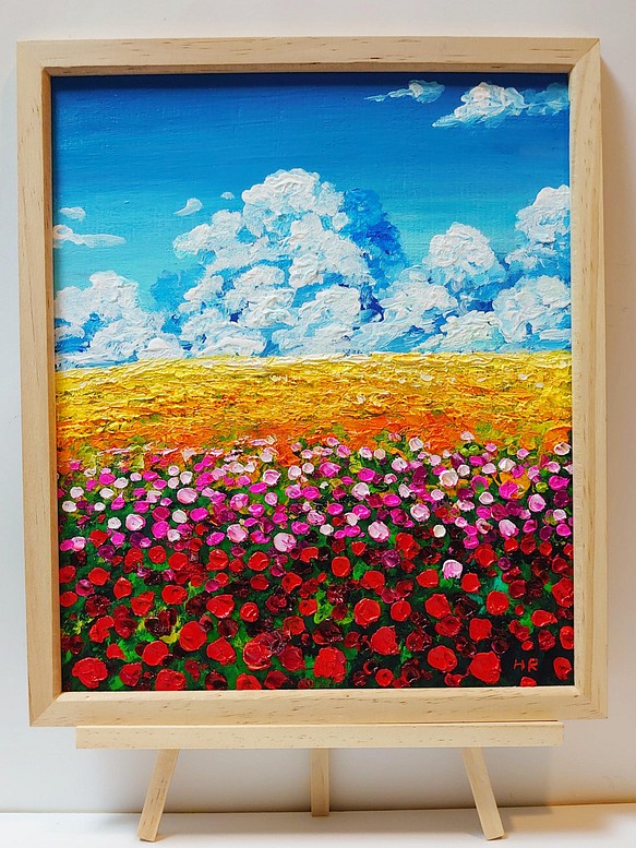 油絵 絵画 【空と雲のお花畑】