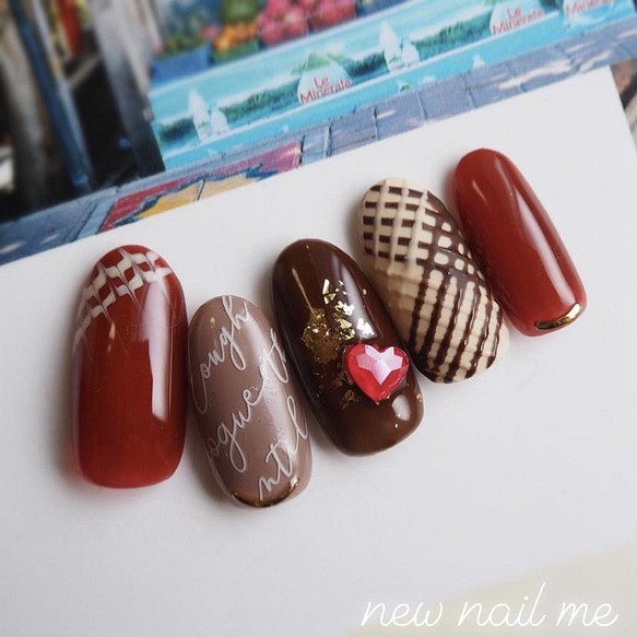 No 10 王道チョコアート バレンタインネイル ネイルチップ ネイルシール New Nail Me ニューネイルミー 通販 Creema クリーマ ハンドメイド 手作り クラフト作品の販売サイト