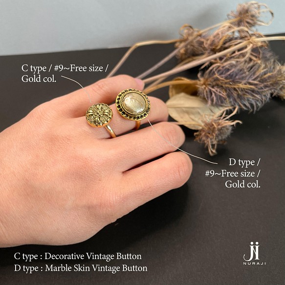 １点ものヴィンテージボタンリング指輪CD【Vintage Button Ring】 指輪