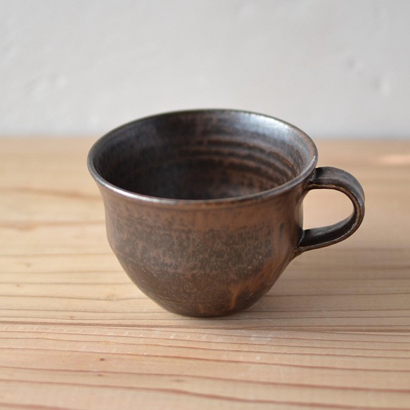 小マグカップ　ブロンズ釉（ティーカップ・コーヒーカップ）ダークブラウン 1枚目の画像
