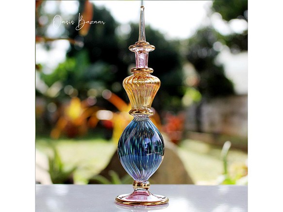 GOLD［Mサイズ］エジプトガラス香水瓶 パフュームボトル アロマオイル ミックス 1枚目の画像