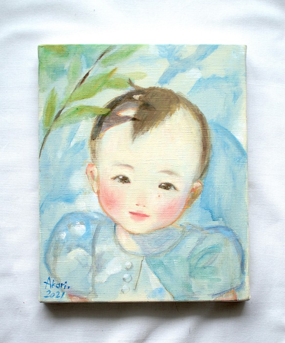 記念日・贈り物【お子さんを絵画に】油絵画家による似顔絵（サイズ小） 1枚目の画像