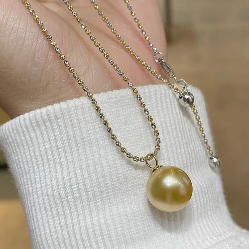 高級】天然南洋真珠 一粒パールネックレスk18 ネックレス・ペンダント