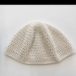 【新品未使用】ハンドメイド　男性用　ワッチ帽子　年中使える綿100% 白 1枚目の画像
