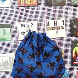 章魚棉托特包背包：藍色 第1張的照片